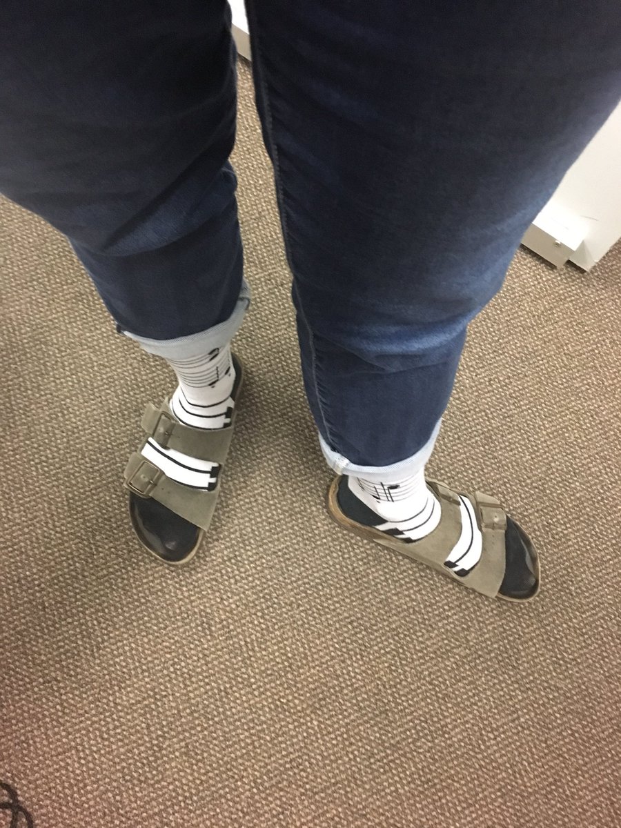 spkband's tweet image. Sportin&apos; the socks and sandals today thanks to @JeanPutin #spiritweek #alumnicontribution