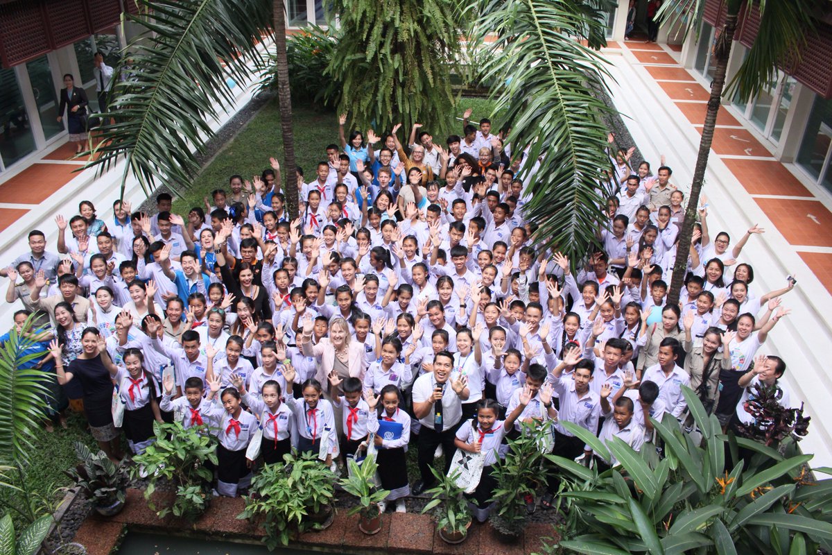 UNinLaoPDR's tweet photo. 150 kids from Vientiane visited the #OpenUNHouse event 2 learn about UN in #Laos, left inspired 2 reach their goals. https://t.co/3SgqMBUns0 https://t.co/0JJ4EQfBMX