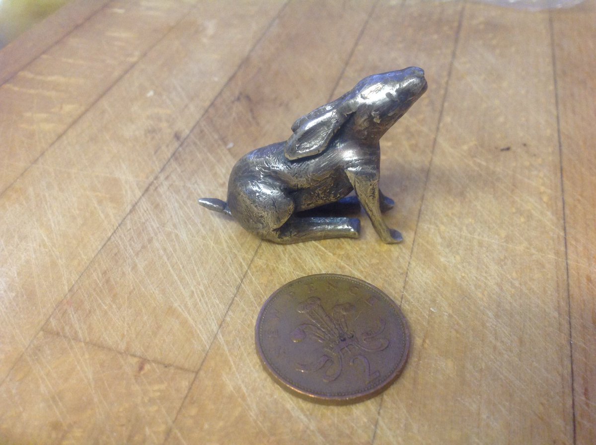 Just finished this solid silver cast hare. Not bad for first attempt at lost wax
