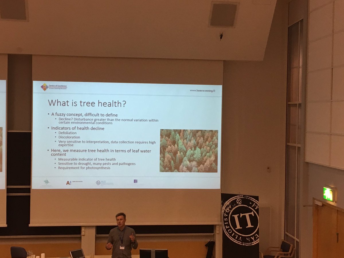 eijahonkavaara1's tweet photo. #SPEC3D - @SamuliJunttila presenting multispectral TLS in tree Health estimation https://t.co/maxy229SOR