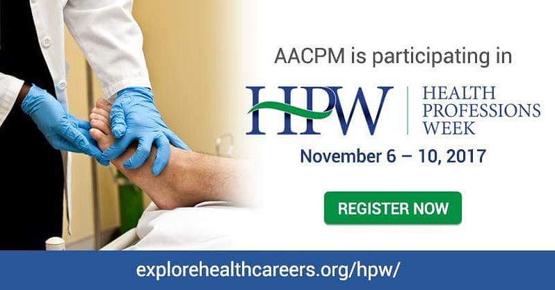 ExplorePodMed's tweet image. Register today for Health Professions Week Nov 6 to 10! #HPW2017 #discoverpodiatricmedicine #ichosepodiatry #whitecoat