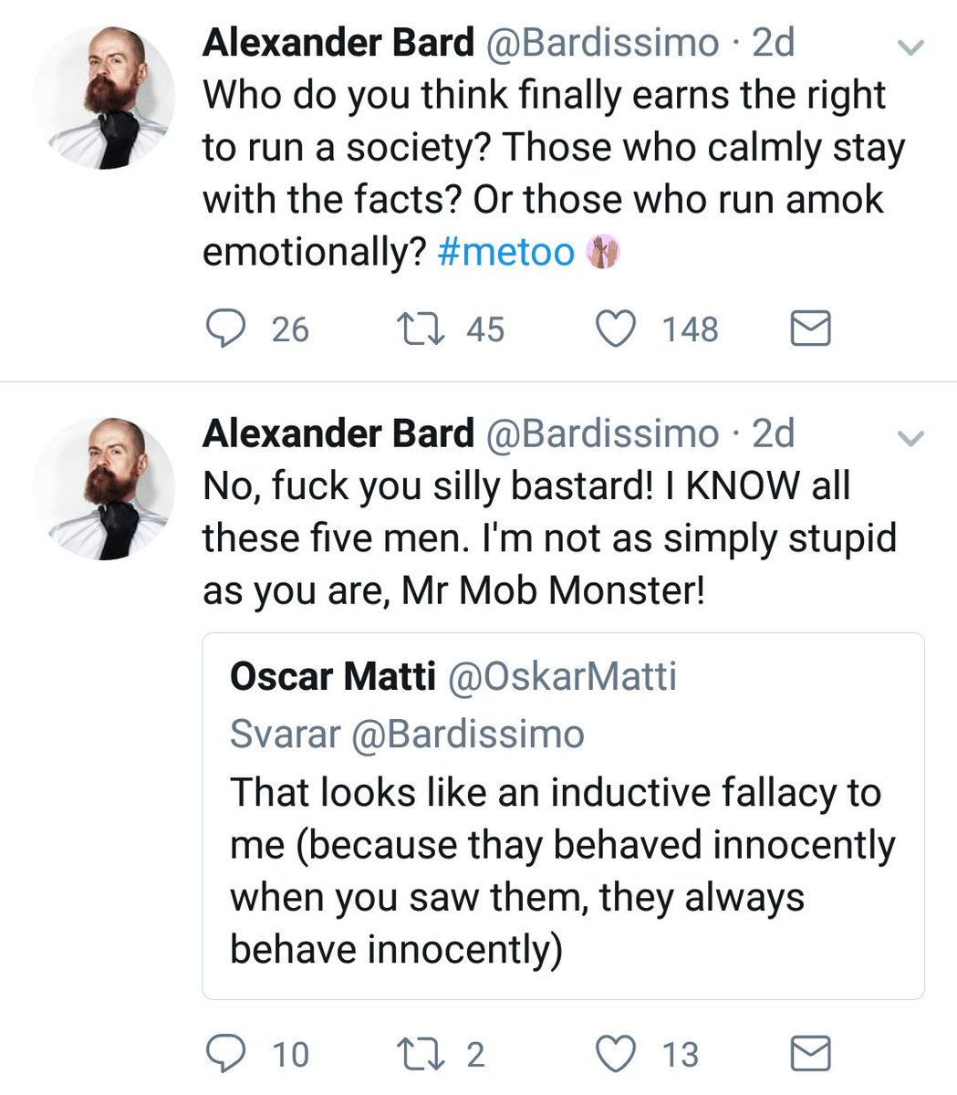 faktoider's tweet image. Dessa två tweets skickades verkligen efter varann.