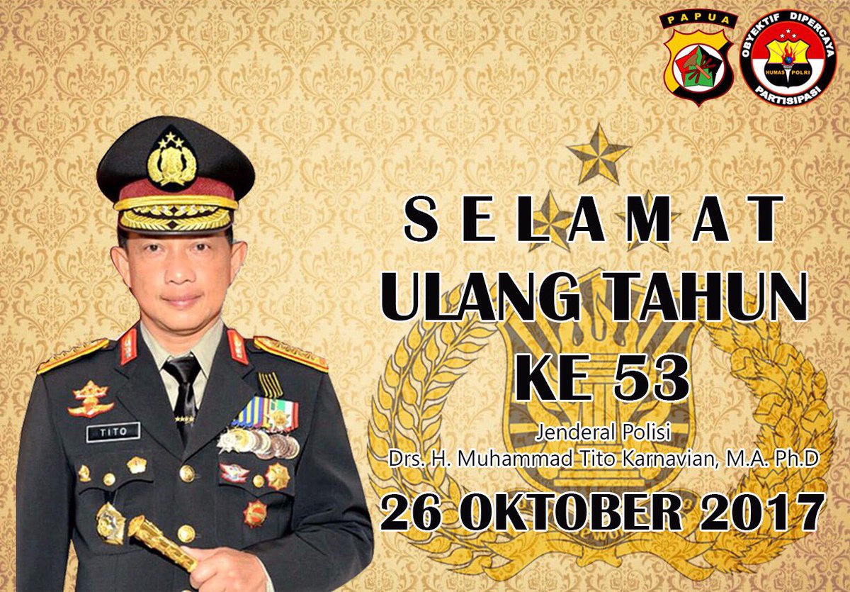 HmsPoldaPapua's tweet photo. #HUT53Tito
#HUT53Kapolri
#ProfesorTito
#ProfTito #GuruBesarTito #PolisiCerdas #PolisiJenius #WorldClassPolice
#kapolri https://t.co/VSYvtzKeVy