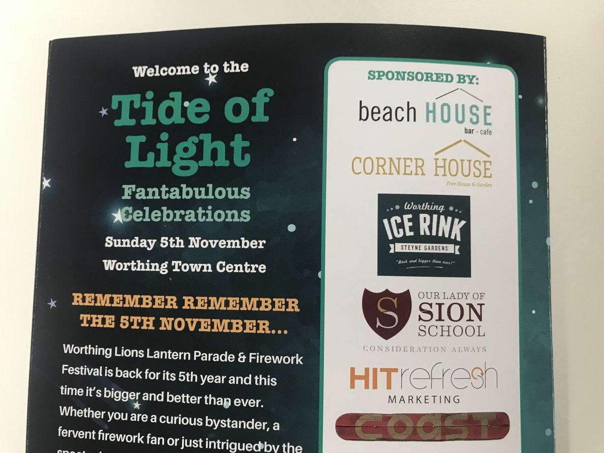 HitRefreshMktg's tweet photo. Spot our logo on the Tide of Light leaflet...not long now until the big night... #Worthing #Sussex https://t.co/oIY1f2hHsa