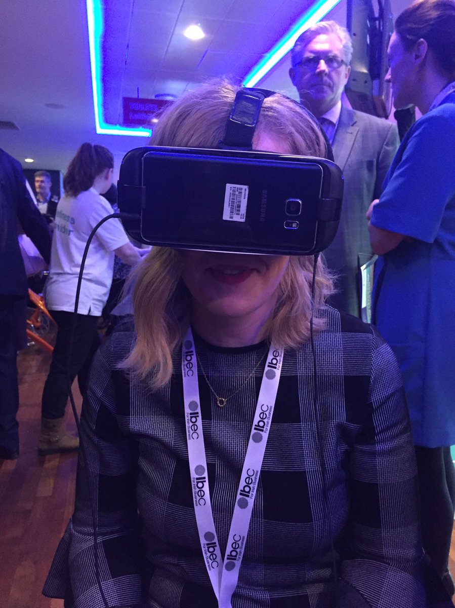 DCUBSLTI's tweet photo. Experiencing the VR Rollercoaster @IrishTimesJobs stall at #ibecHR Leadership conference https://t.co/7nM1vNekU7