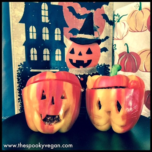 EnjoyaPepper's tweet photo. Halloween Stuffed Peppers, or Pepper-o-Lanterns from @thespookyvegan 😈😱 #enjoya #halloween #spooky #foodpic https://t.co/S5KpSWGrpl https://t.co/lNMpQ4fzo2