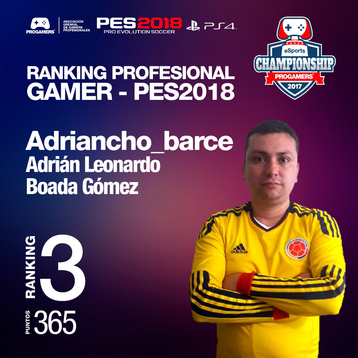 PROGAMERS_COL's tweet image. Felicitaciones a cada uno de los Gamers que con su gran esfuerzo se mantienen en el ranking de los mejores. ¡Vamos por el numero 1! #PES2018