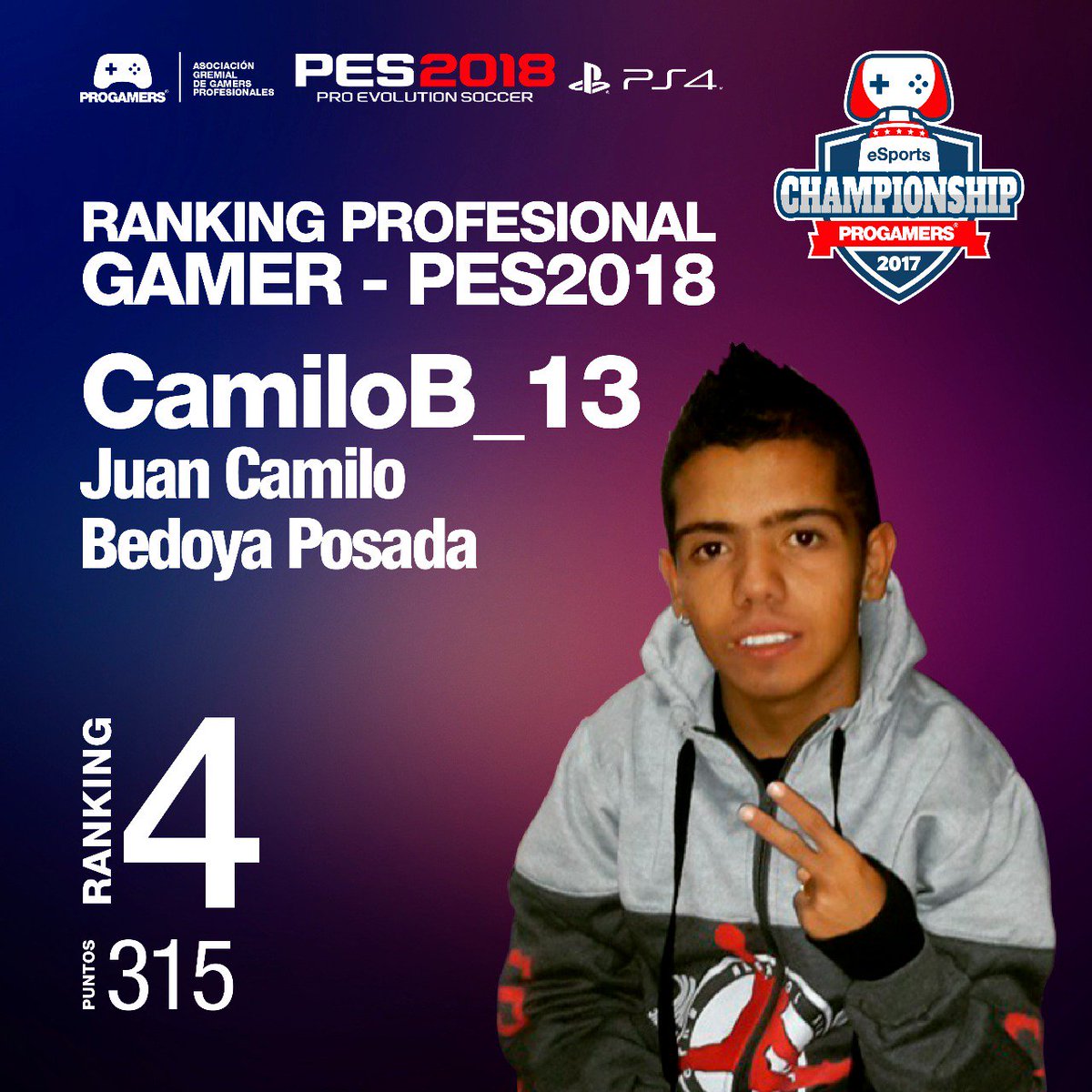 PROGAMERS_COL's tweet image. Felicitaciones a cada uno de los Gamers que con su gran esfuerzo se mantienen en el ranking de los mejores. ¡Vamos por el numero 1! #PES2018