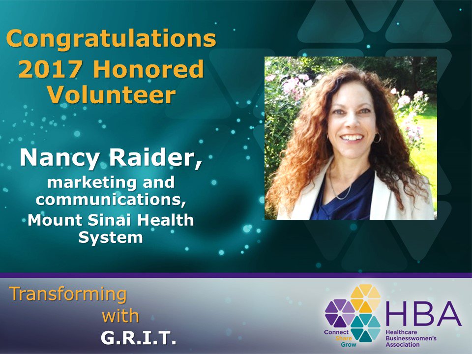 Dr_Fedotova's tweet photo. Congratulations NancyRaider for being named Honored Volunteer .@HBAnet_NYNJ! Your efforts on the #MarkComm r very appreciated! #HBAimpact https://t.co/11700c9ZjU