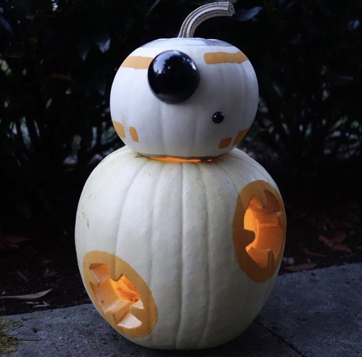 BigHootBBOwl's tweet photo. My mini me @TheBigHoot2018 pumpkin friend #starwars #halloween #thebighoot2018 #haier #childcancerfoundation @childcancernz 🎃🎃🤖🤖👻👻 https://t.co/KTgJ4246LE