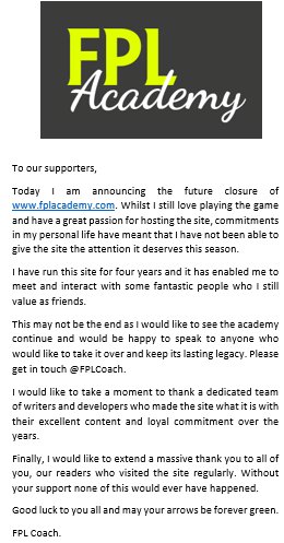 FplAcademy's tweet photo. Thanks for the memories 😢 x https://t.co/GSVwfyxRr5