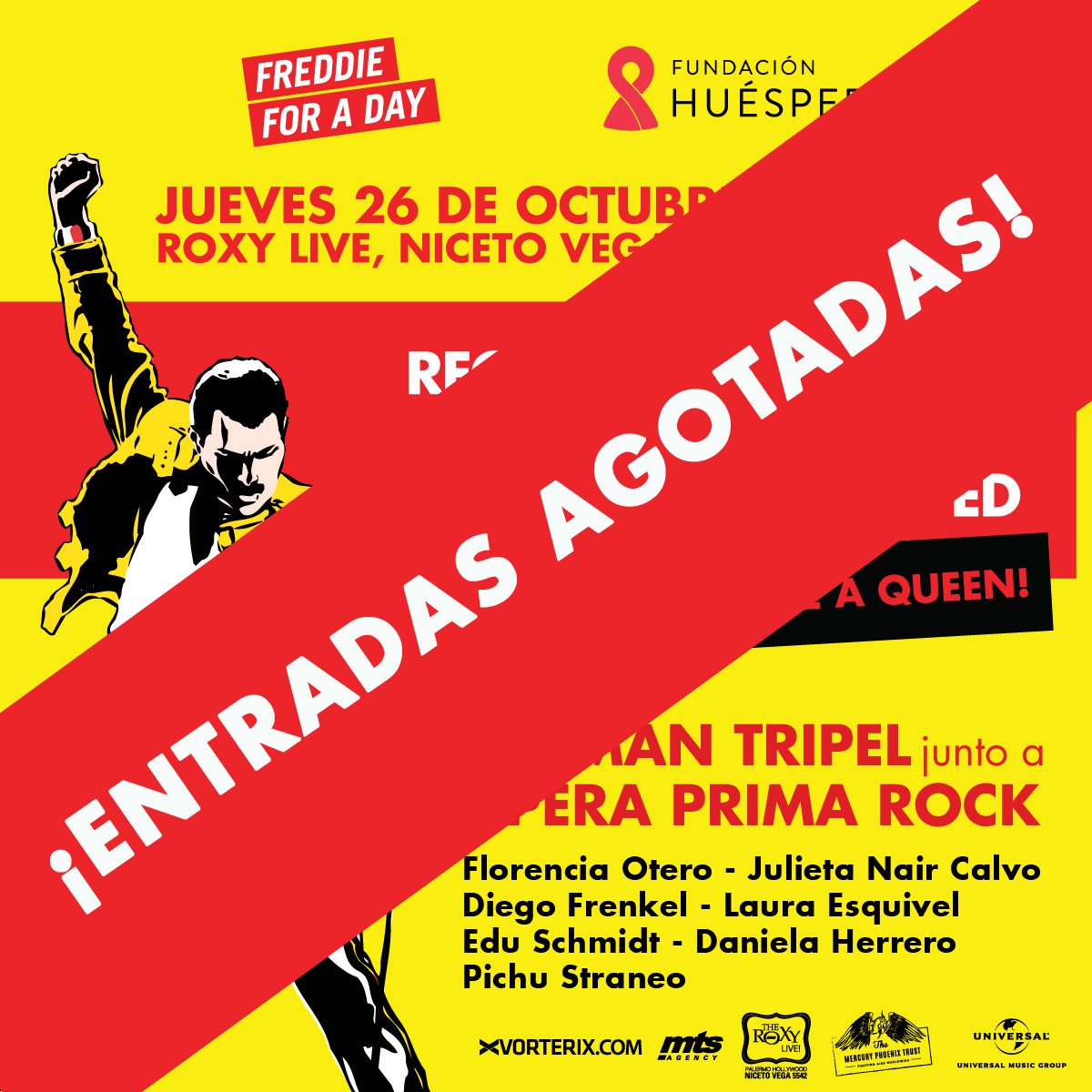 FundHuesped's tweet photo. ¡Se agotaron las entradas para el show homenaje a #Queen!
¡Gracias a quienes colaboraron con la fundación comprando entradas!
💛✨🎶#FFAD2017 https://t.co/ftdF2LyCzF