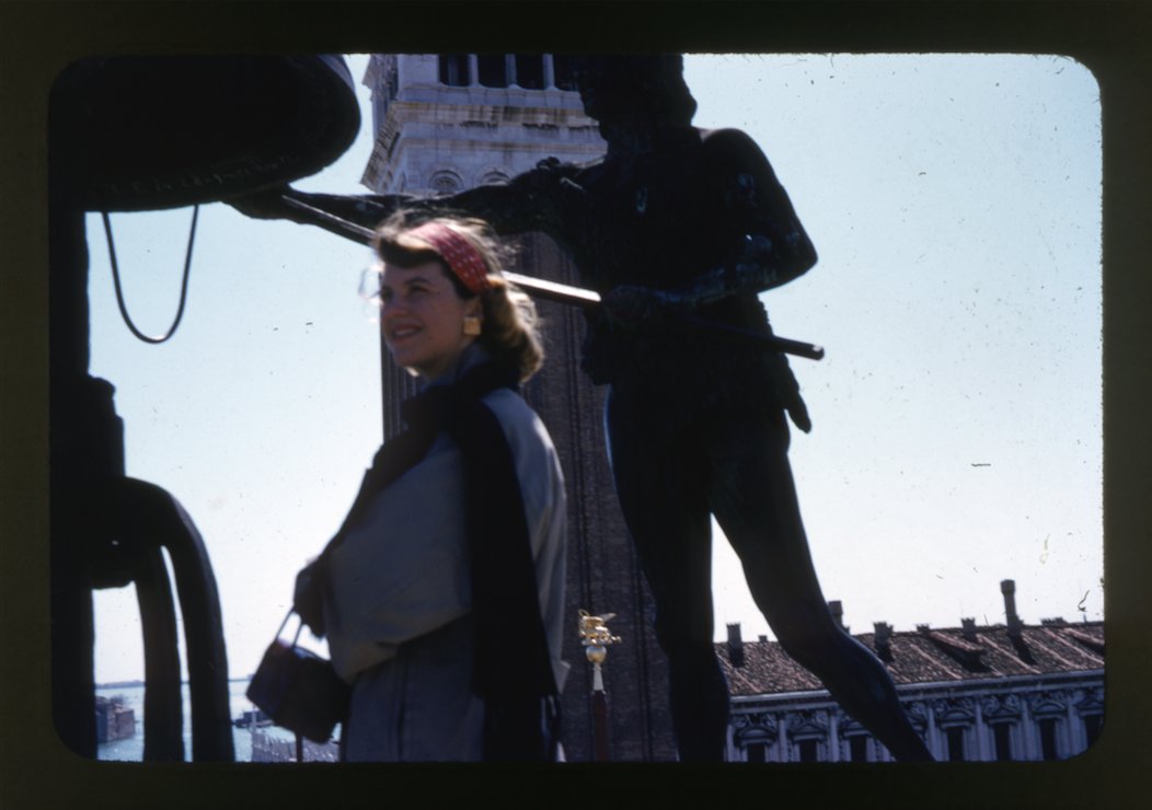 Happy birthday Sylvia Plath, born in 1932. Sylvia Plath atop Torre dell\Orologio, Venice, 8 April 1956. 
