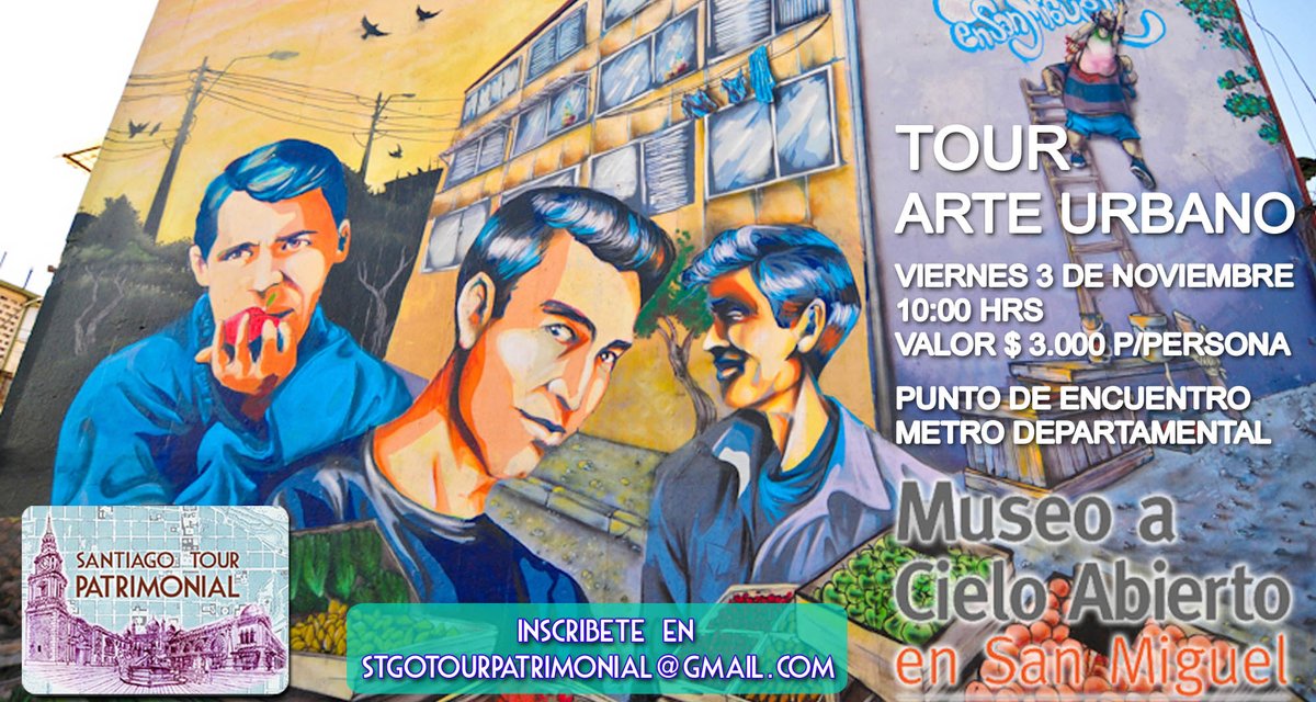 rutaspepa's tweet photo. Te invitamos a recorrer lo mejor del #ArteUrbano en Chile en el Museo a Cielo Abierto en San Miguel, el viernes 3/Nov 10:00 hrs #Streetart https://t.co/u3HldonjKY
