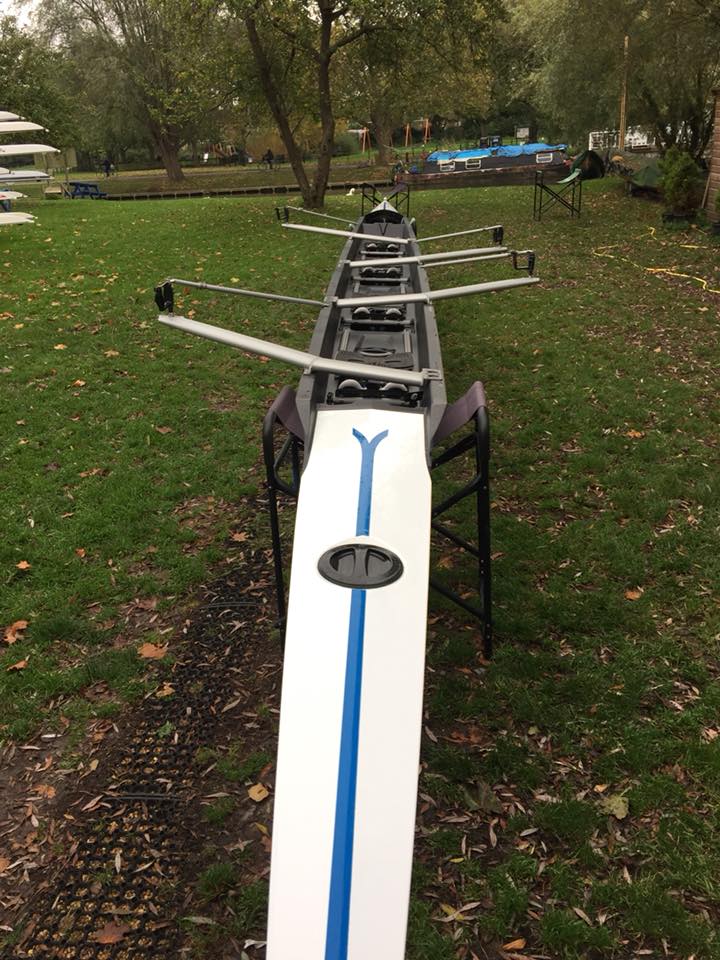 CantabsMen's tweet photo. shiny new 4+ from @FilippiBoats1, looking forwards to racing @IOERC and @HOR4s over the next 2 weeks #unnecessarybucket #powerbucket #rowing https://t.co/1DMHIL6ddu
