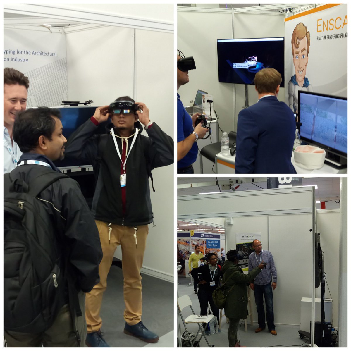 barrybehaved's tweet photo. Loads of VR tech solutions a #londonbuild2017 @HACTlaunchpad @FulcroEng @Enscape3d @MakeRealVR https://t.co/tBq5eDUQOK