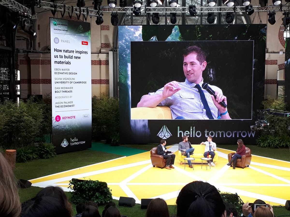 latelier's tweet photo. "There is a lot of potential to make sustainable materials even in 100 years" @dwidmaier @boltthreads #HTSummit #Greentech https://t.co/MyENnAQIKf