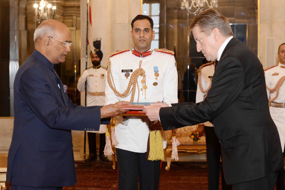 #PresidentKovind received credentials from HE Mr Nikolay Rishatovich Kudashev, Ambassador of Russia, at Rashtrapati Bhavan today