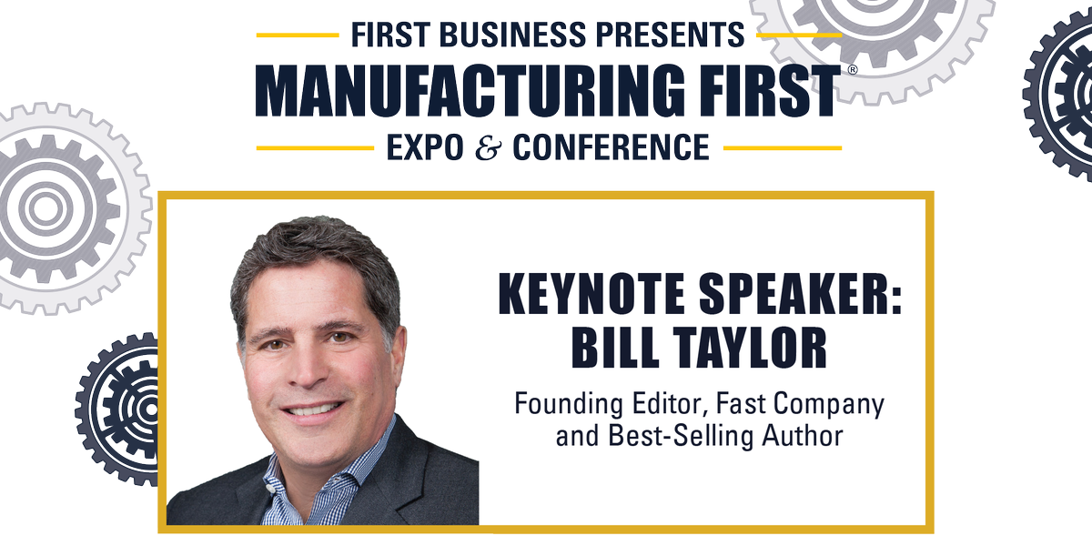 1stBusinessBank's tweet photo. @williamctaylor's #MFGFirst keynote session kicking off soon! Join us for the @FastCompany Founding Editor's 'Simply Brilliant' remarks! https://t.co/7pVxGB7mjY
