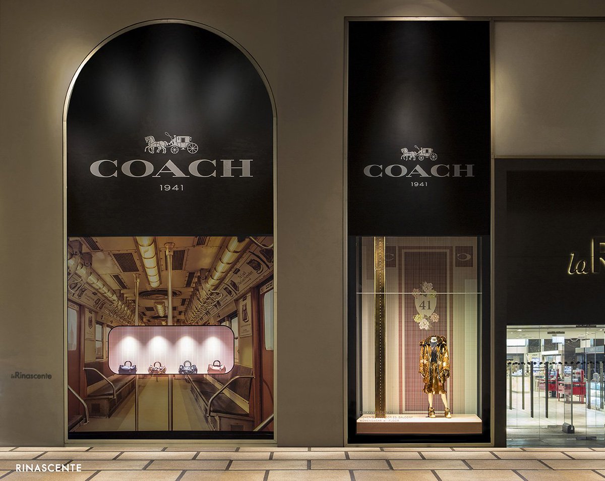 Rinascente's tweet photo. @Coach dresses Rinascente's windows ! Browse now the gallery to discover them! #CoachFall2017 #CoachMilan #CoachNY https://t.co/0MCcBzqESE