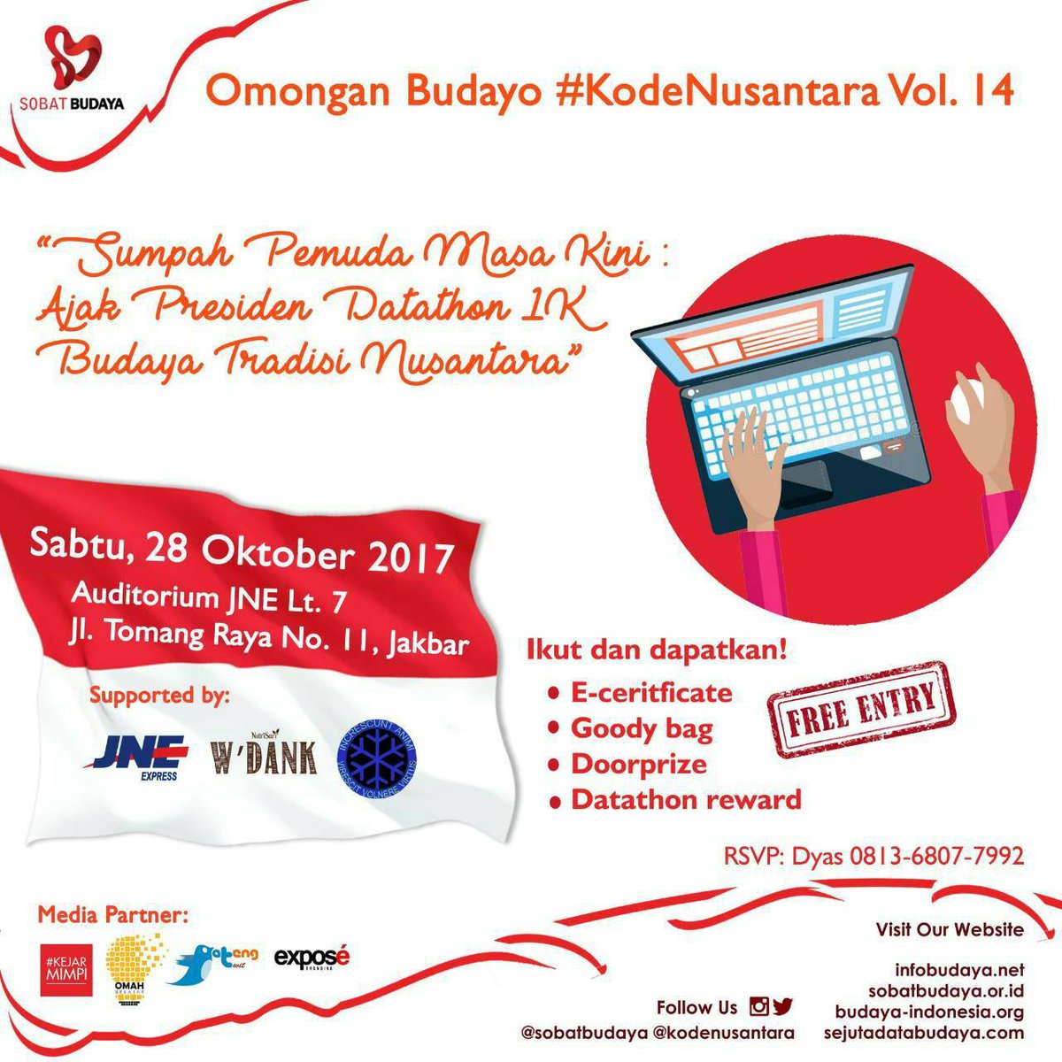 Broadcaster, gabung di #OmonganBudayo yuk! Daftar: Dyas 081368077992 #KodeNusantara #SumpahPemuda  #AjakPresidenDataBudaya