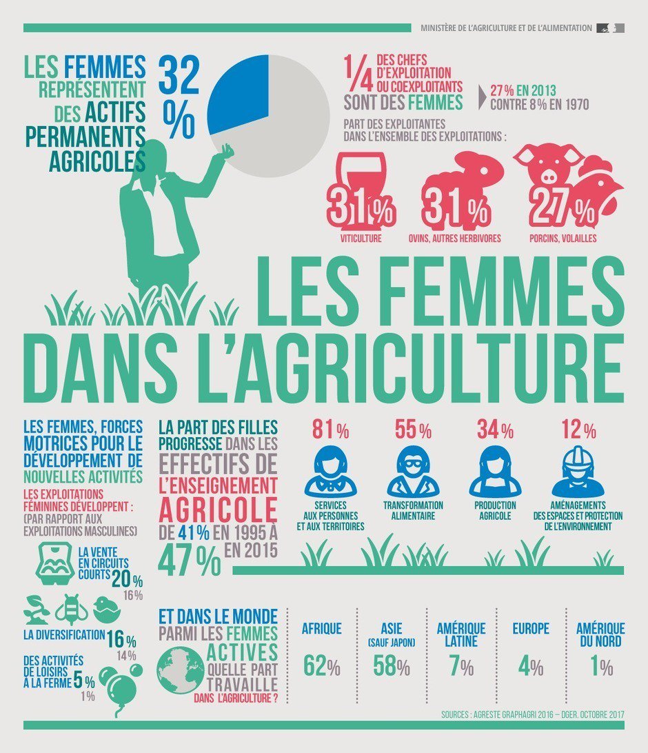 #infographie : Les femmes = 32% des actifs en #Agriculture infographies.agriculture.gouv.fr/post/981343862…