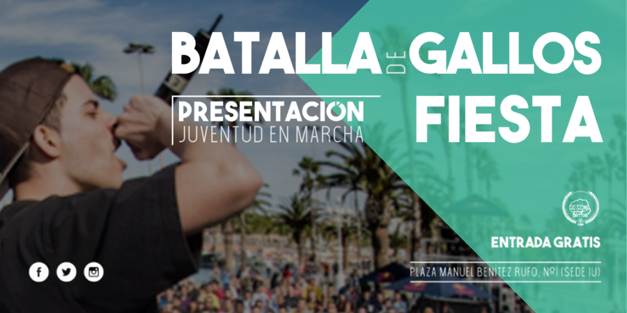 JuvEnMarchaDH's tweet image. 📣🙌 ¡Fiesta y batalla de gallos! El sábado 4 de noviembre acude a la presentación de Juventud En Marcha.