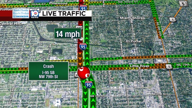 Crash on I-95 SB at NW 79th St #traffic https://t.co/e68f2TyT2L