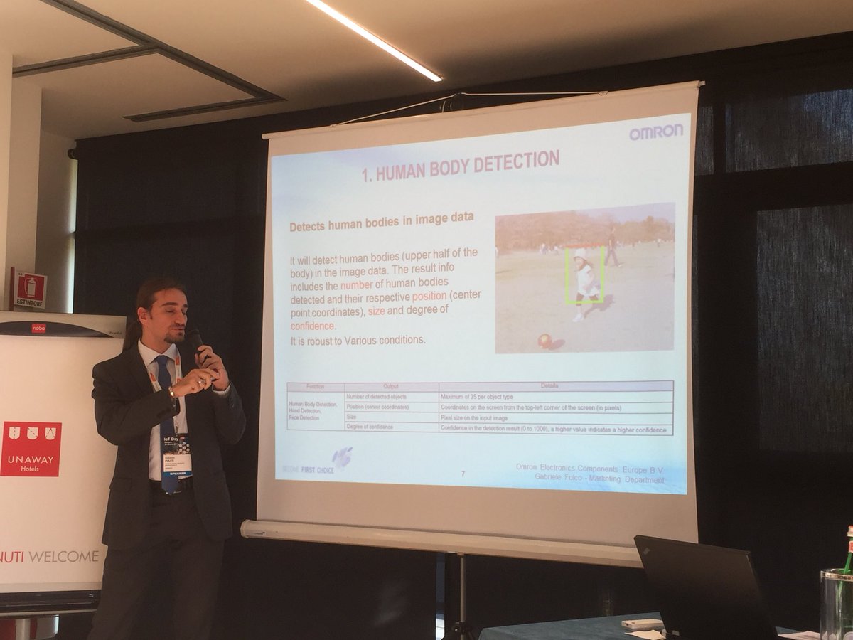 ReggianiLaura's tweet photo. Gabriele Fulco di @OmronItalia parla a #IoTDay2017 di sensori per il riconoscimento di immagini per applicazioni IoT con @ppalerma https://t.co/O7e9xRYy9Z
