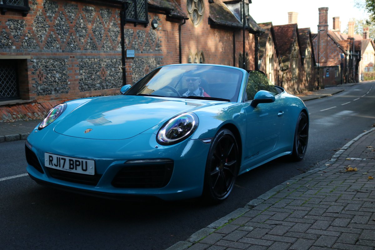 PorscheRetail's tweet photo. The Miami Blue 911 C4S Cabriolet. The ideal candidate to scope out the best local driving routes at #PorscheReading #PorscheRoads #GTSroutes https://t.co/Abe3b8VQ1l