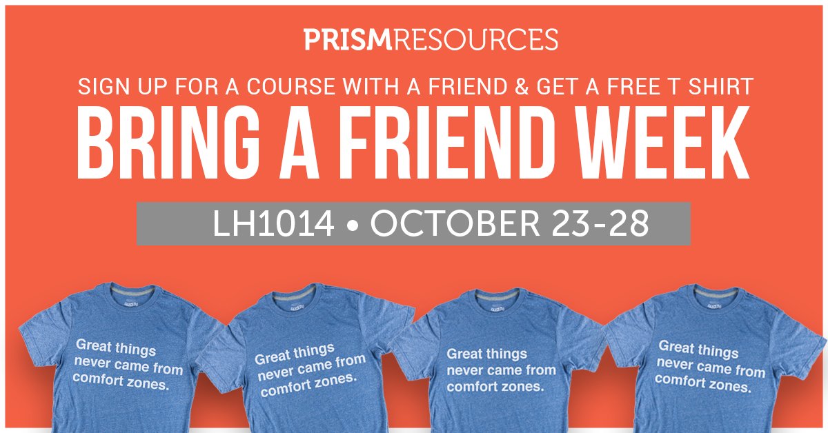Prismresources's tweet photo. Want a FREE t-shirt? Of course you do. Grab a friend and head to LH1014 to register for a Prism course! https://t.co/BUuEtiU6zf https://t.co/QFpSXlCmpU