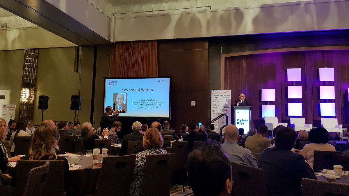 Cyberwrite_Inc's tweet image. Giuliani keynote on Cyber Insurance at #CyberNYC