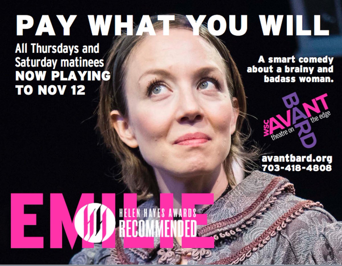 See EMILIE by Lauren Gunderson &amp; Pay What You Will! Thurs &amp; Sat mats. Gunston Arts Center #DCtheatre <a href="/FreeinDCBlog/">Free in DC</a> ow.ly/I5UJ30f3YaE