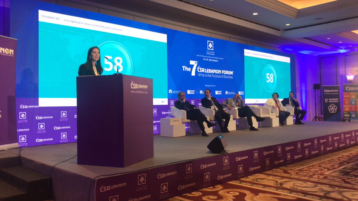 csrlebanon's tweet photo. Mrs Zahra Bissat from #Eduware is now speaking about how #education can be used to support a sustainable society #impact #CSRLB7 https://t.co/KX8mSF2fKL