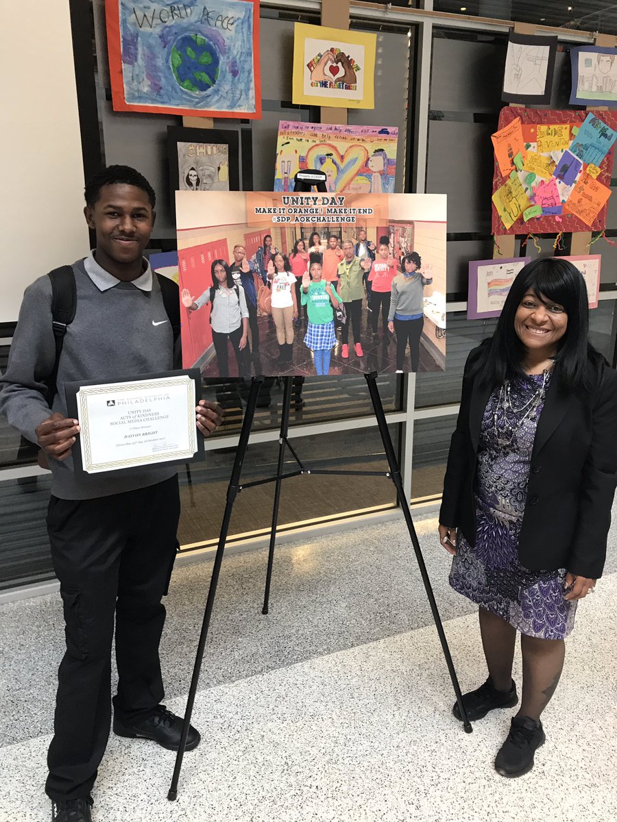 Network4News's tweet photo. “It’s better to love your friend than hate your enemy.” #UnityDay2017 Let’s unite against bullying. #Dobbins Student receives award! https://t.co/ZDNMPYlCjU