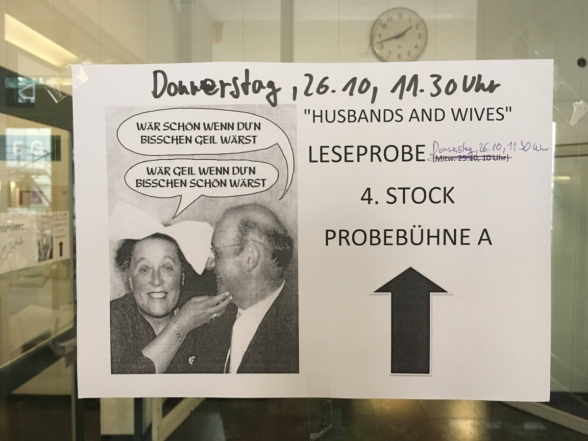 SchauspielFFM's tweet photo. #probenstart für #husbandsandwives https://t.co/JISY4ly4R4