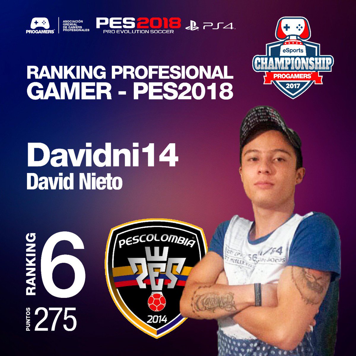 PROGAMERS_COL's tweet image. Felicitaciones a cada uno de los Gamers que con su gran esfuerzo se mantienen en el ranking de los mejores. ¡Vamos por el numero 1! #PES2018