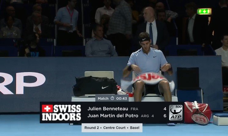 ESPNtenis's tweet photo. #TENISxESPN Del Potro se quedó con el primer set (6-4) ante Benneteau en octavos de final de Viena. Seguilo en vivo por @ESPNPLAY. https://t.co/DbAsBMu5nQ