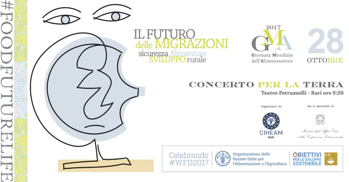 Più di 700 studenti festeggeranno sabato 28/10 con #CIHEAMBari la #GMA2017. Evento patrocinato <a href="/ItalyMFA/">Farnesina 🇮🇹</a> ➡️bit.ly/2yO3c8V #WFD2017