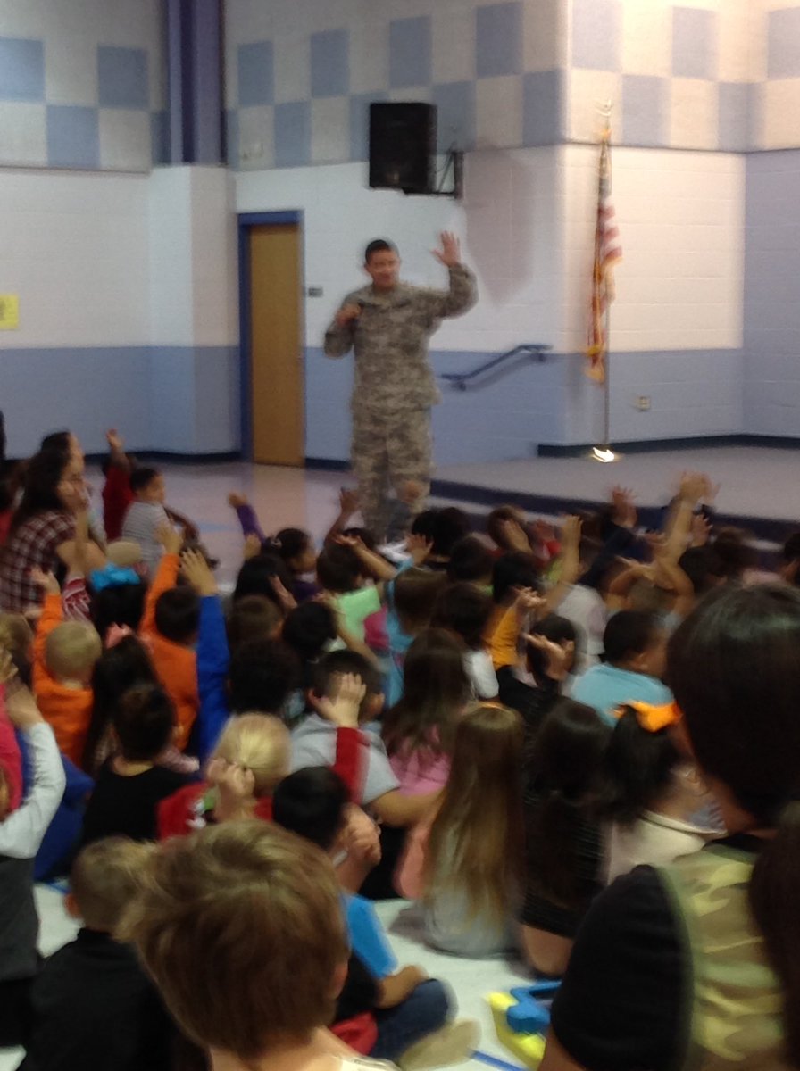 Special visitors at our school today! Lamar is Honoring Our Troops and thanking them for their service!