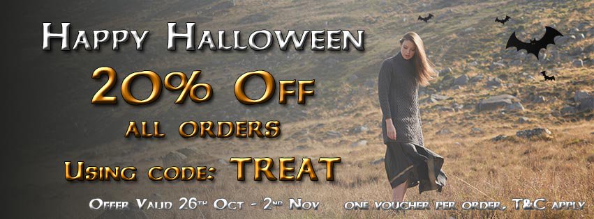 Happy Halloween! We offer 20%, use code TREAT until 2.11.17 on arancrafts.com #Halloween #HalloweenTime #Halloween2017 #BargainHunt