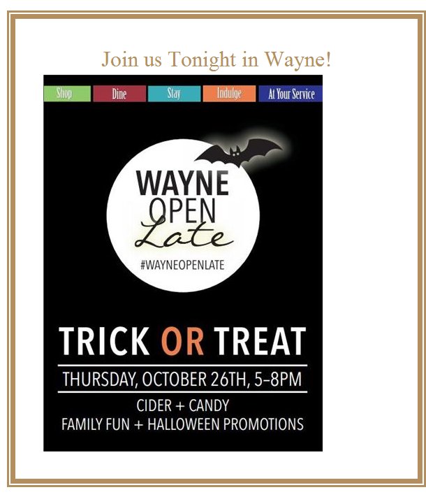 CToddWaynePa's tweet photo. #WayneOpenLate Tonight! #Waynepa #Shoplocal #Supportwayne https://t.co/ieb6VoYs8D https://t.co/yW6Fx9ZQmE