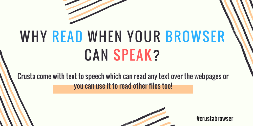 CrustaBrowser's tweet photo. Crusta Browser has built in text to speech, visit https://t.co/sVAqwpDc6S for more exciting features of Crusta
#crustabrowser #texttospeech https://t.co/bB1EgAe9WS
