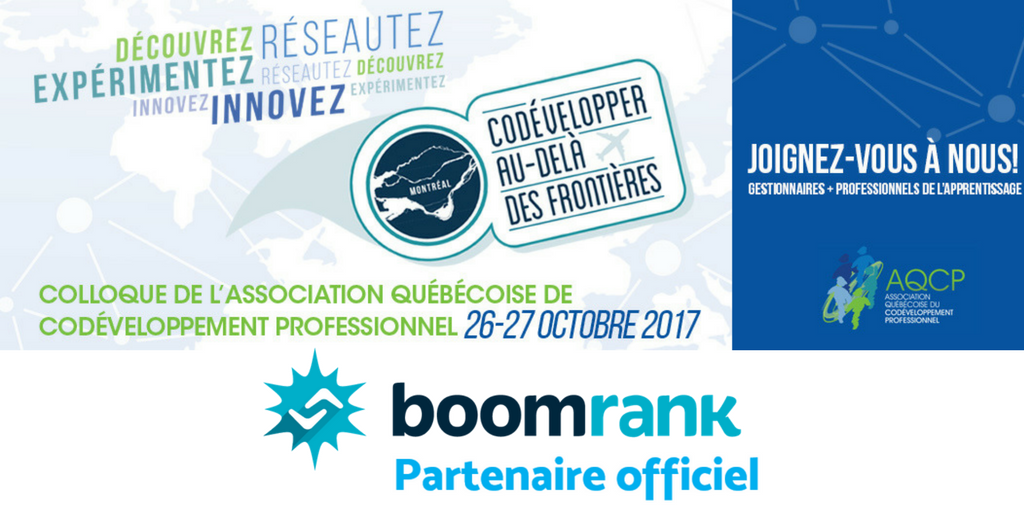 infoBoomrank's tweet photo. Aujourd'hui et demain, Boomrank est au colloque de l'AQCP à Montréal. #découverte #réseautage #collaboration https://t.co/UAcMr7PXYN https://t.co/tOCGWXXOos