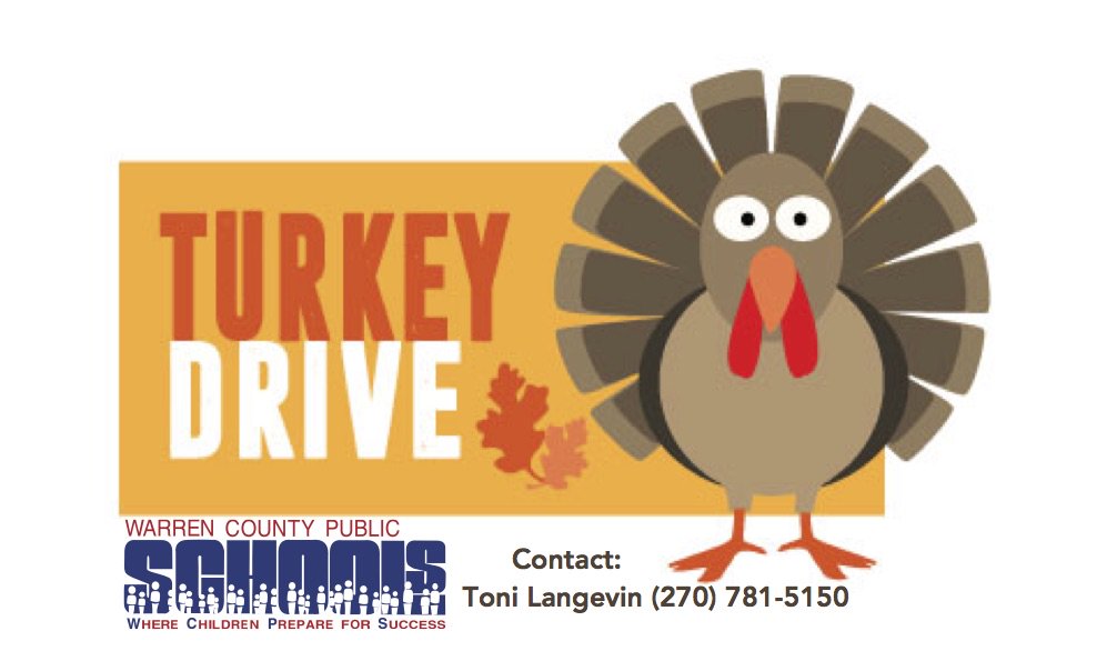 The @WCPS_SynergyCtr needs turkeys for Thanksgiving meal baskets for students in need. Contact Toni Langevin to donate:(270) 781-5150!