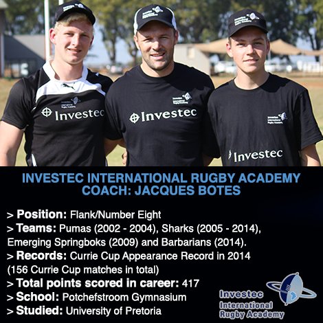 Our coach <a href="/JacquesBotes6/">Jacques Botes</a> wants to #teach you a few things – join us this December! #JacquesBotes #Sharks #Springboks #Barbarians #loverugby