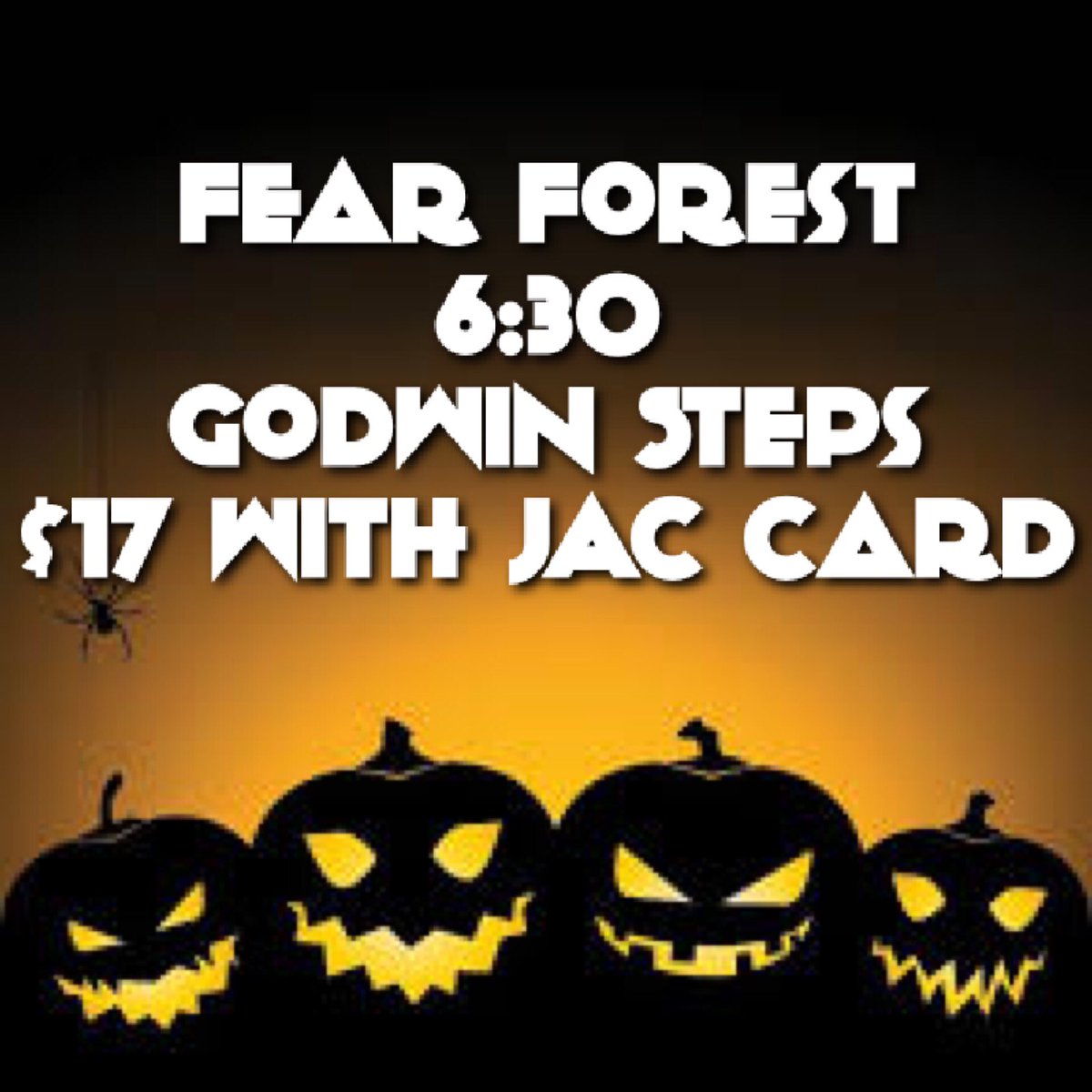 JMUNSMH's tweet photo. Fear Forest tonight!!! 👻 🎃 We will meet at the Godwin Steps at 6:30 and then carpool there. Join us for a spooky good time! #nsmhprstar https://t.co/RgmbBeM5xh