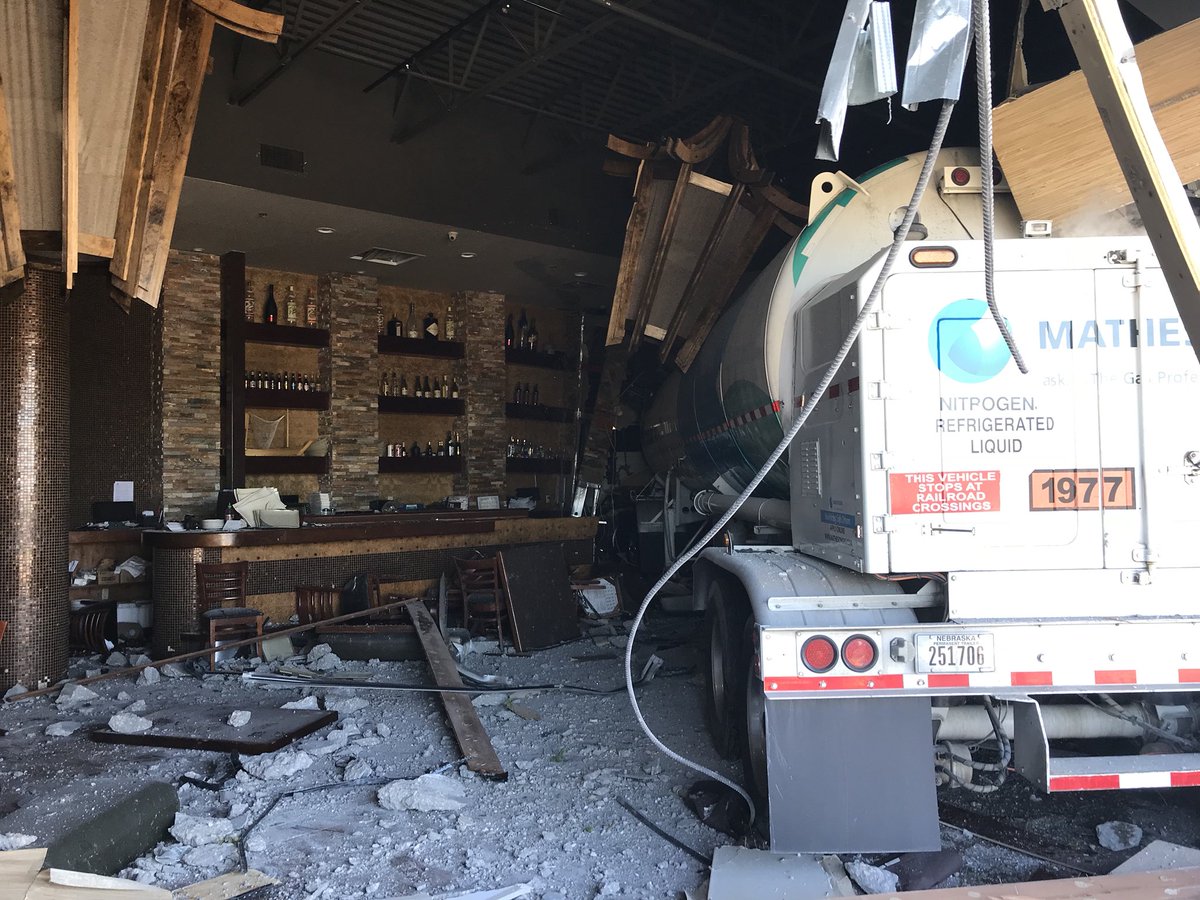 chad_norvell's tweet photo. 18-wheeler inside business on SH 99. https://t.co/ZhyaX322IG