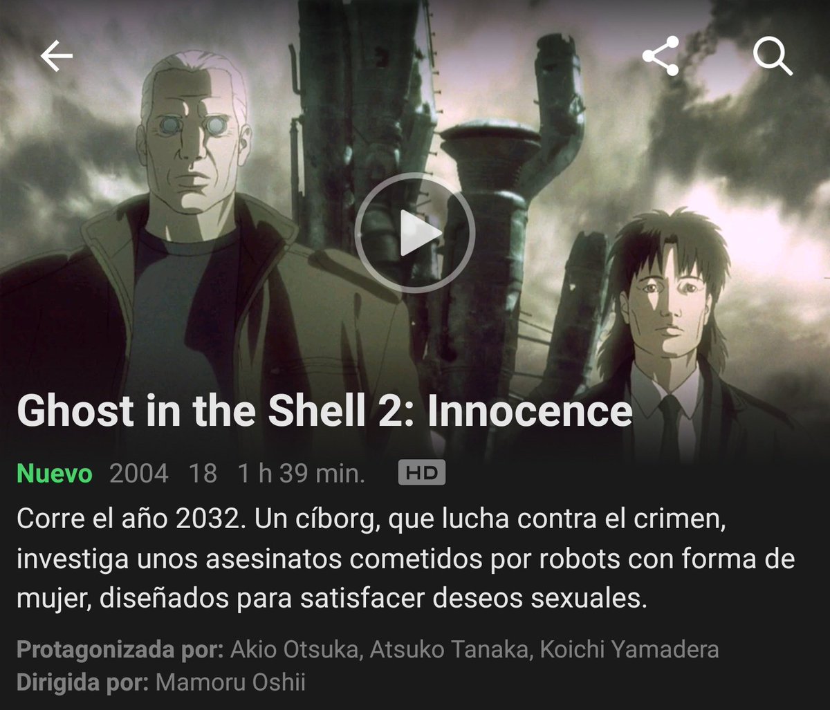 FreakEliteX's tweet photo. @NetflixES @gallonetflix ¡Otro clásico anime llega a @NetflixES! #GhostInTheShell2Innocence, del gran Mamoru Oshii: https://t.co/nqQo0vwQ9s vía @gallonetflix https://t.co/neZbxNUubW