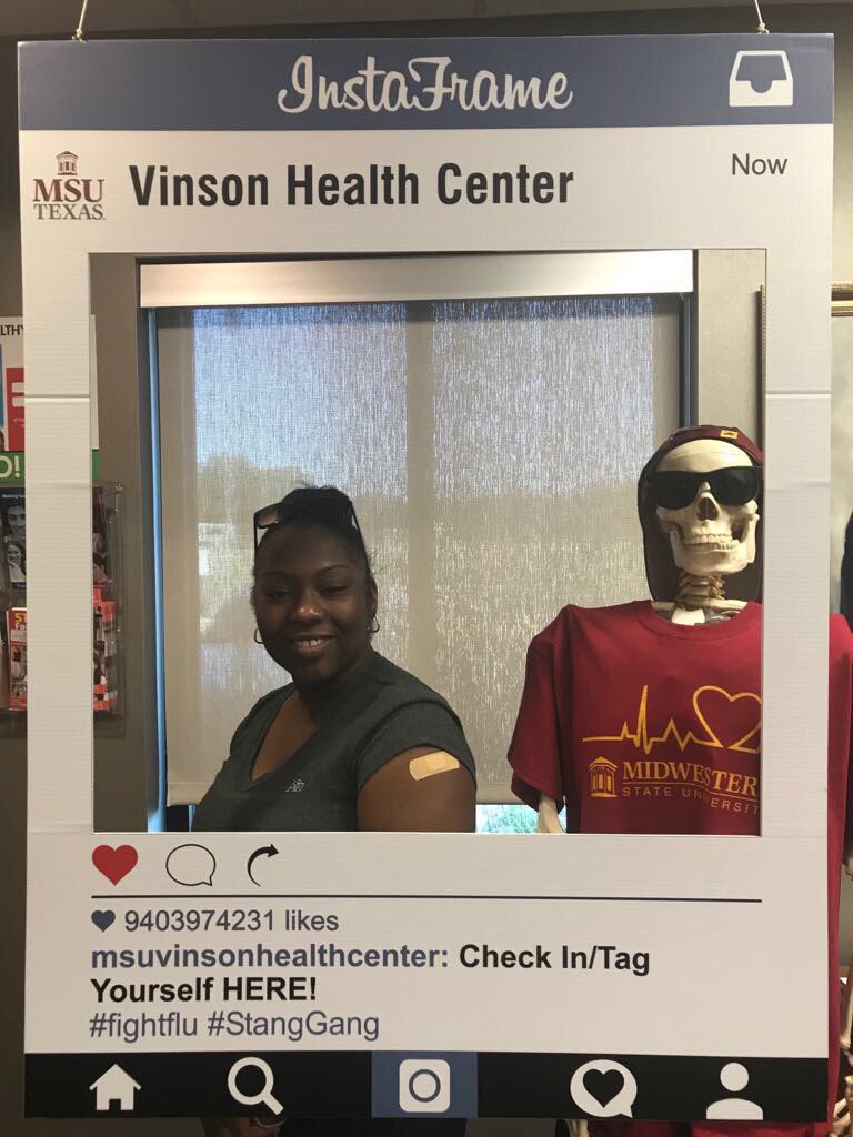 jujumanners's tweet photo. #fightflu #mwsu9 Took my flu shot today. https://t.co/14x2pjriRL